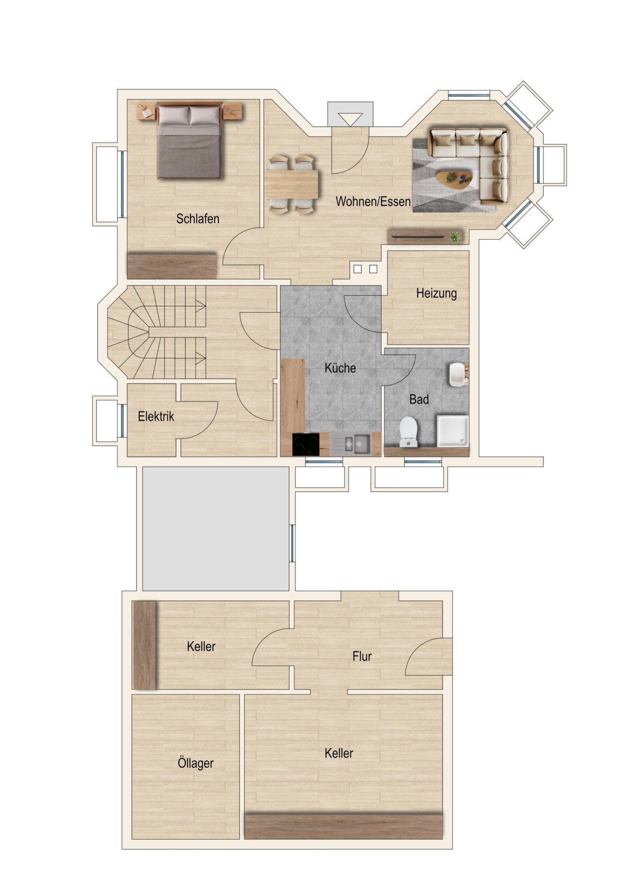 Grundriss Einliegerwohnung / Kellerräume Grundriss Einliegerwohnung / Kellerräume